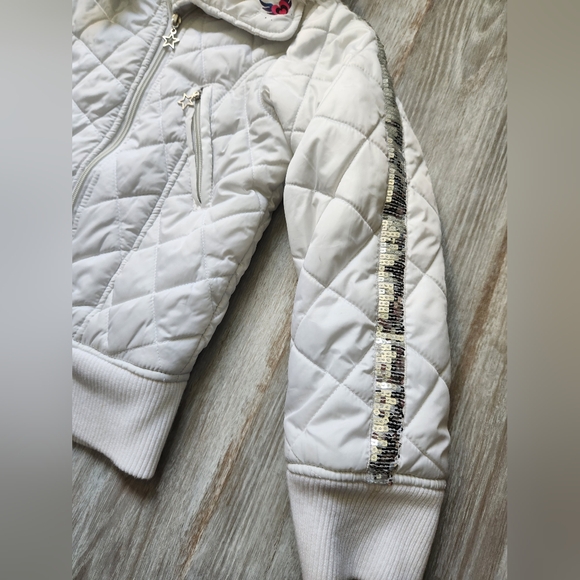 VTG Disney Hannah Montana White Puffer Coat Faux Fur Collar Girls Sz 14/16 - Picture 3 of 10